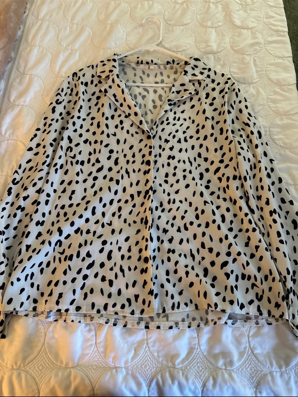 Black and White Cow Print Button-Up Blouse - Women's Top NWOT